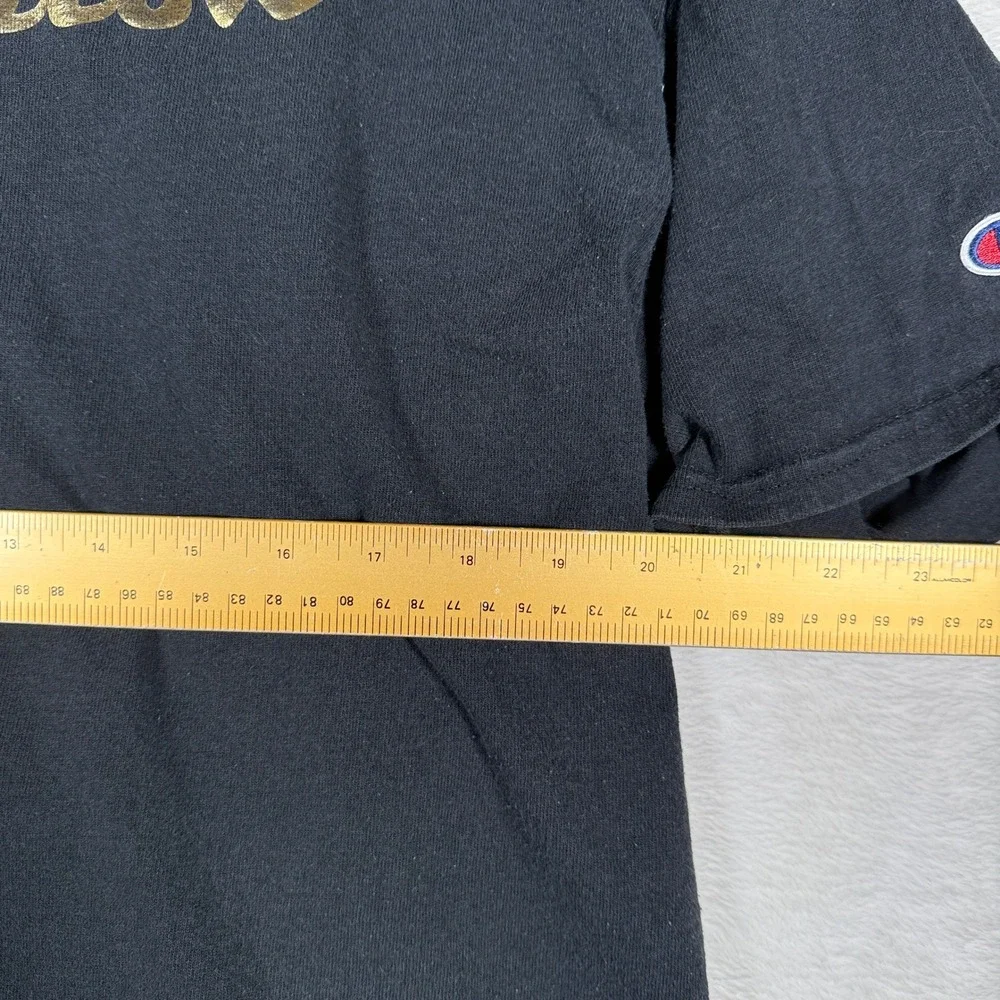 Champion Authentic Athletic Apparel Black Gold Script Logo T Shirt Mens Large‎ - Picture 6 of 7
